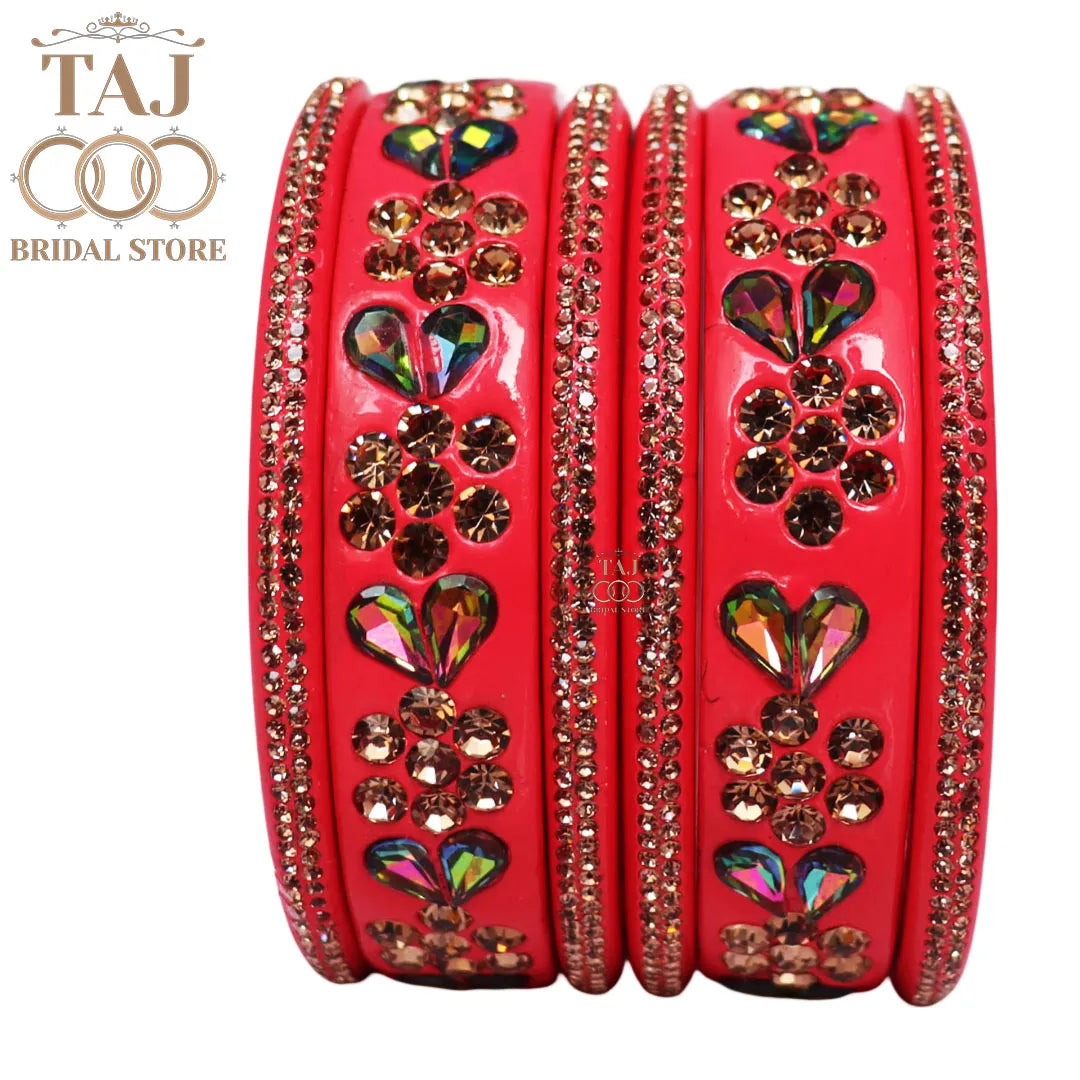 Rajasthani Short Lac Bangles Set in Latest Kundan & Rhinestons Design