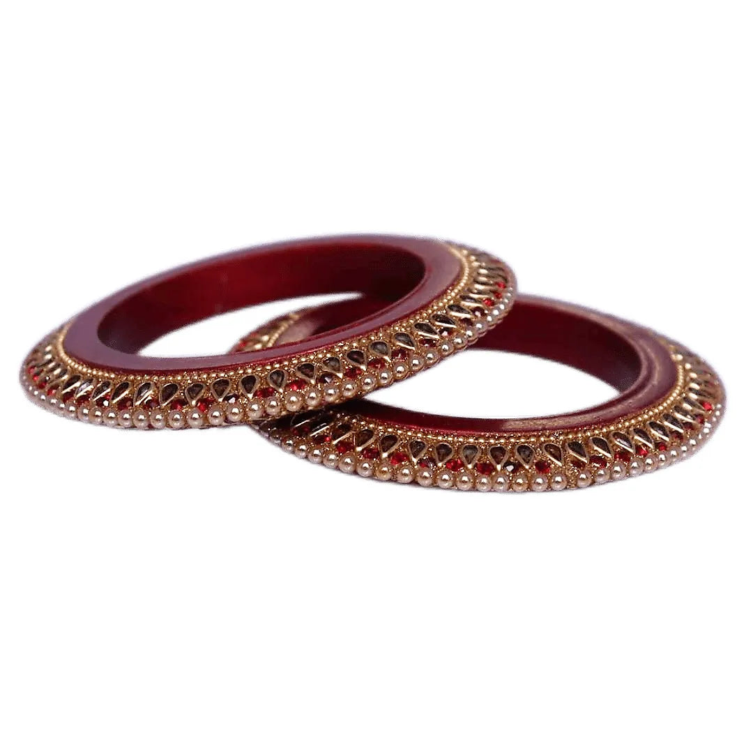 Best Rajwadi Lakh Bangadi with Kundan Design (Pack of 2)