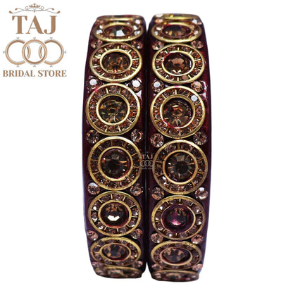 Elegant Lac Kada Bangles with Stunning Stones (Set of 2)