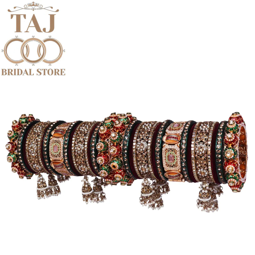 Royal Rajwadi Bridal Bangles Set With Latest Jhoomer Design Kada