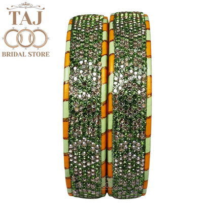 Lac Rajasthani Kada Bangles in Latest Rhinestons Design (Set of 2)