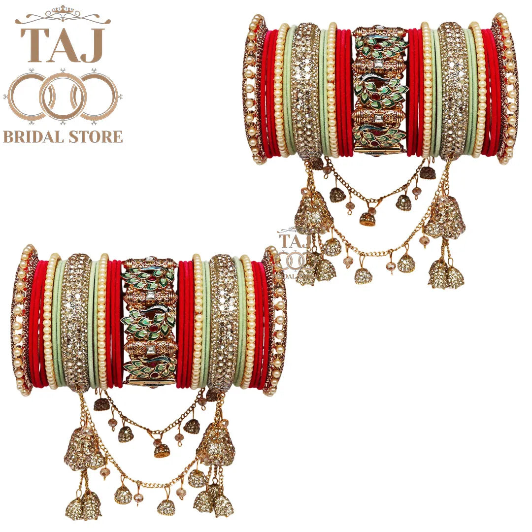 Latest Rajwadi Wedding Bangles Set With New Peacock and Latkan Design