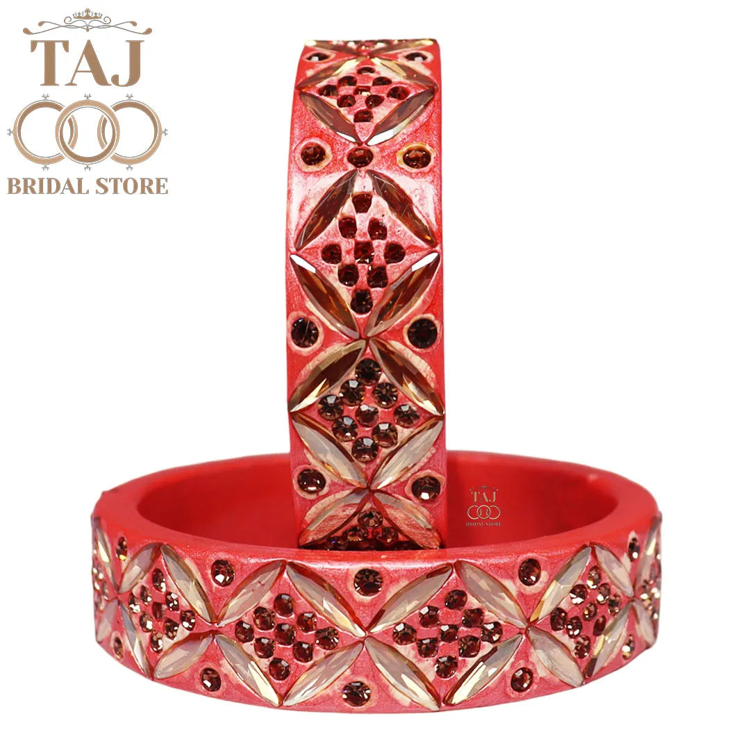 Traditional Rajasthani Lac Kada Bangles with Kundan and Rhinestones