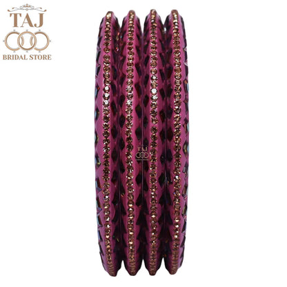 Rajasthani Fancy Lac Kada Bangles in Latest Kundan Rhinestones Design