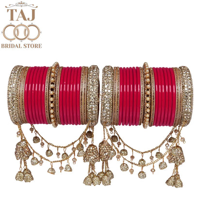 Exquisite Bridal Bangle Set with Cascading Chains