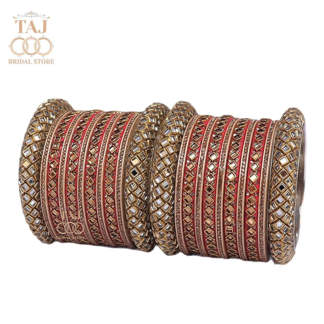 Lac Bangles for Bride with Beautiful Kundan Design Taj Bridal Store