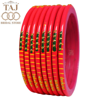 Rajasthani Plain Lac Bangles with Beautiful Handpaint Design