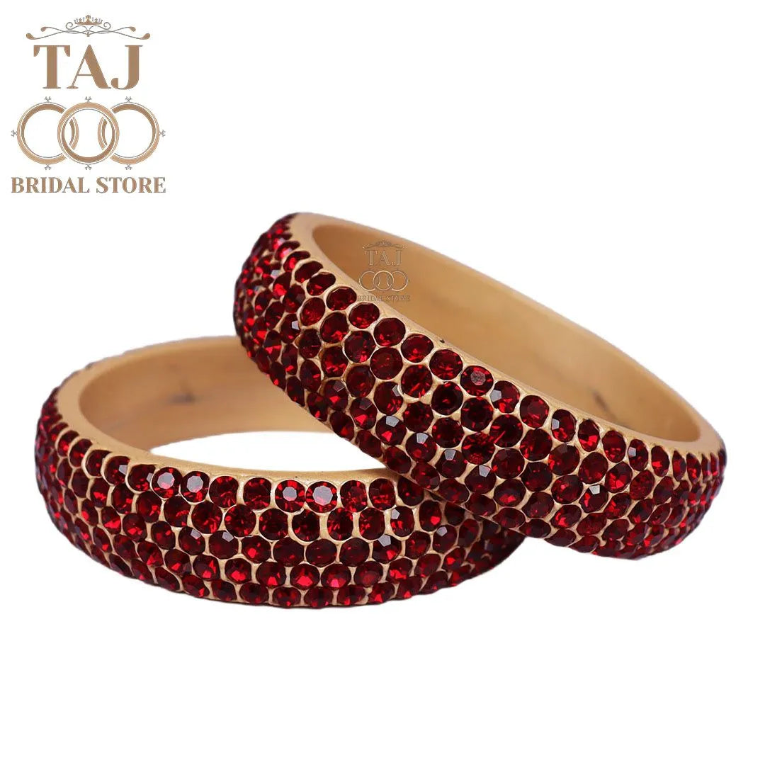 Rajasthani Lac Kada in Beautiful Red Stone (Pack of 2) Taj Bridal Store