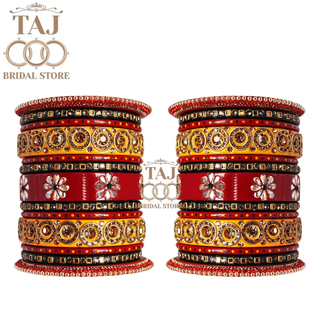 Karwa Chauth Special Rajasthani Bangle Set with Kundan and Rhinestones