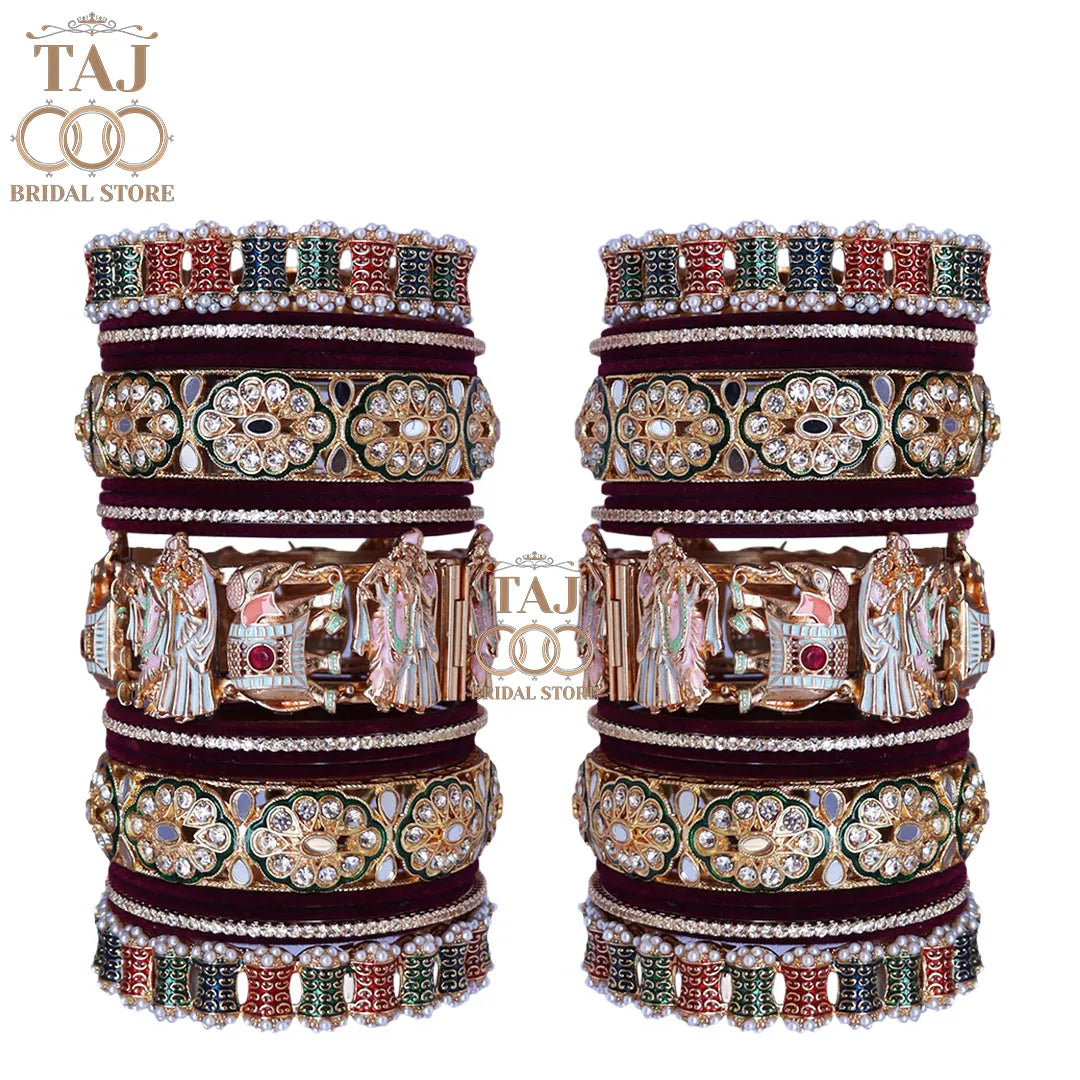 New Design Wedding Bangles Set With Beautiful Radha Krishna Design Metal Kada