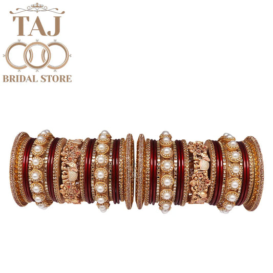 Royal Rajwadi Wedding Bangles Set With Beautiful Elephant Design Metal Kada