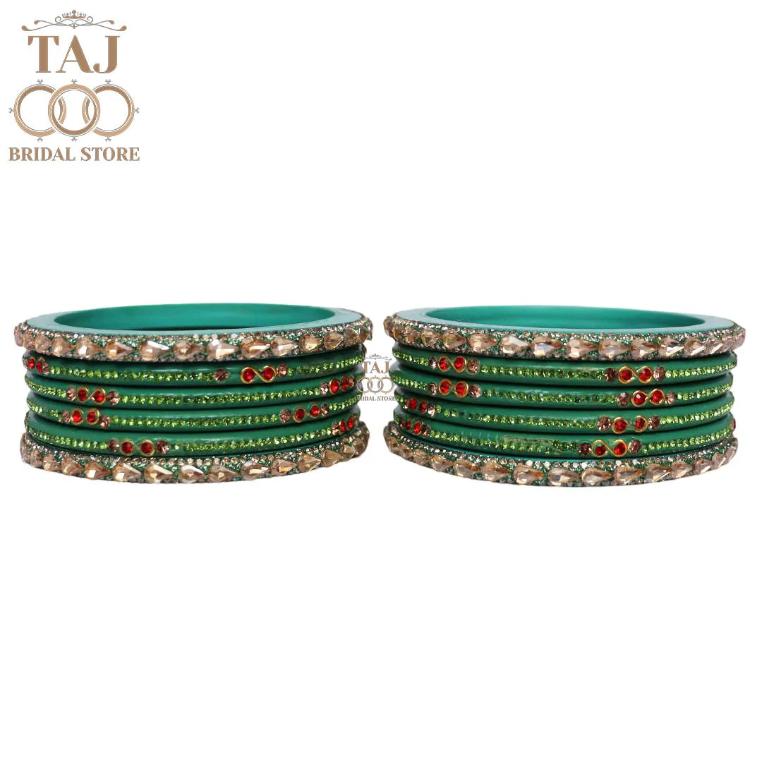 Rajasthani Short Lac Bangles Set With New Kundan Design