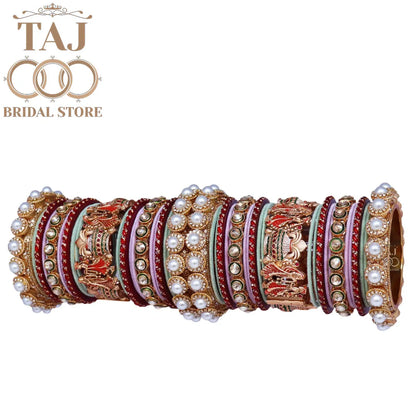 Traditional Wedding Choora Set With Beautiful Dulha Dulhan Design Metal Kada