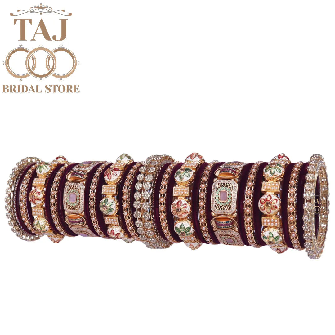 Designer Bridal Bangles Set With Beautiful Unique Design Metal Kada