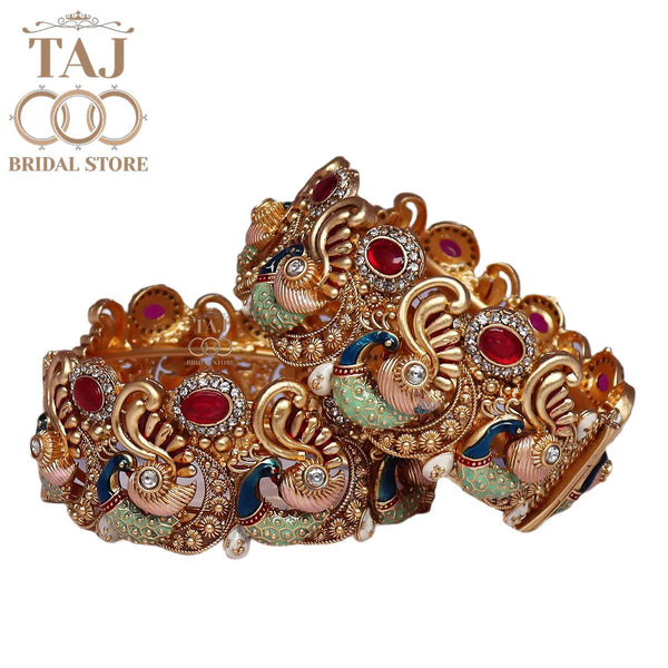 Rajwadi Metal Kada with Best New Peacock Design (Pack of 2)