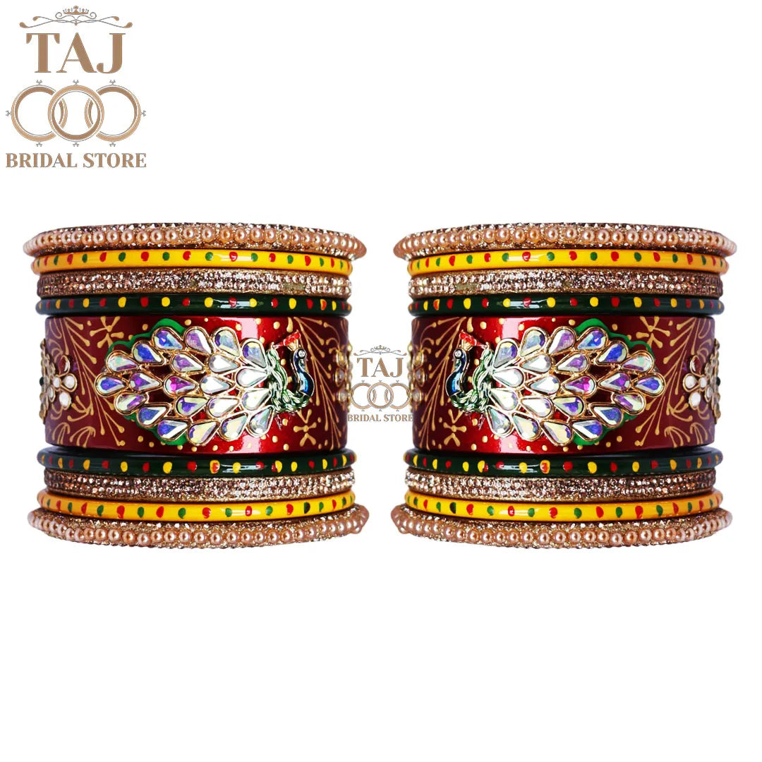 Diwali Special Lac Bangle Set with Beautiful Peacock Design