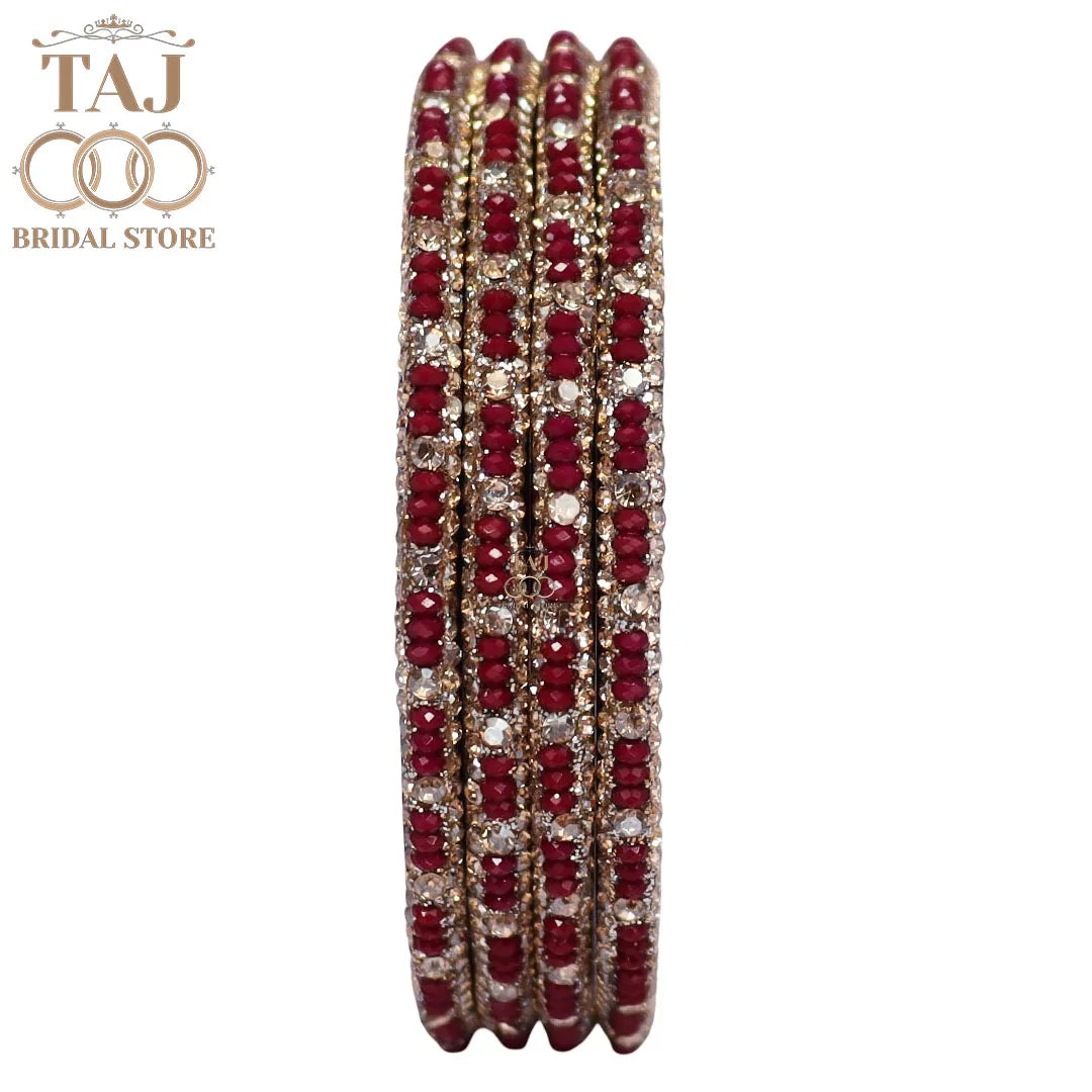 Handmade Lac Bangles For Women With Latest Rhinestones Design