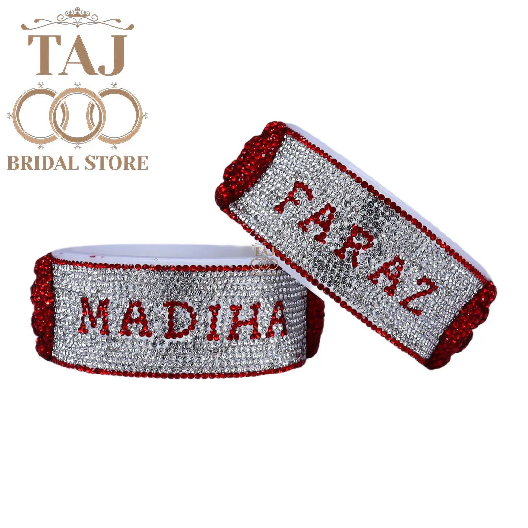 Name Kada with Beautiful Embossed Flower (Pack of 2)