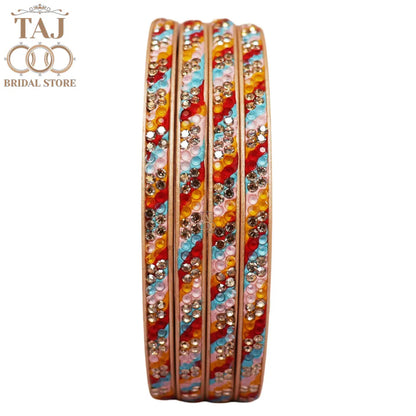 Designer Lac Bangles Set in Latest Traditional Rhinestones Design