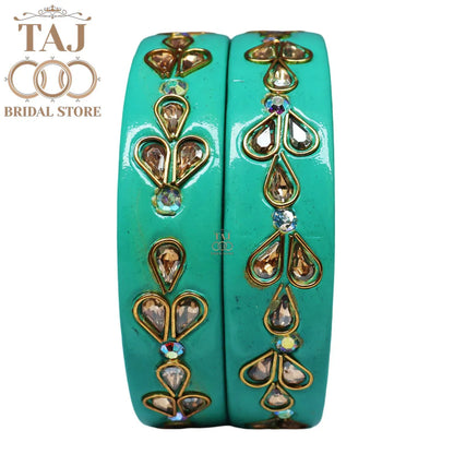 Designer Lac Kada Bangles with Exquisite Kundan Work (Set of 2)