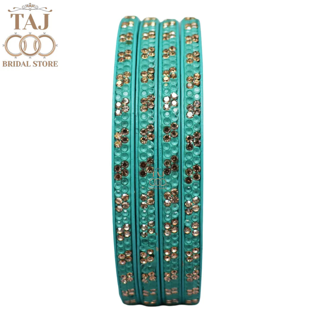 Designer Lac Bangles Set in Latest Traditional Rhinestones Design