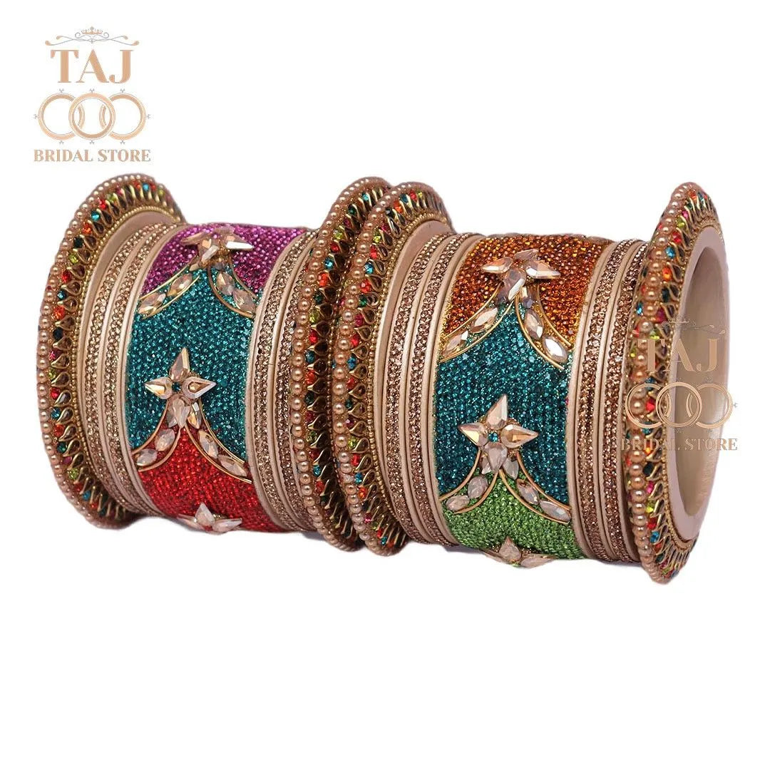 Lac Bangles for Bride with Best Kundan Work (Pack of 14)