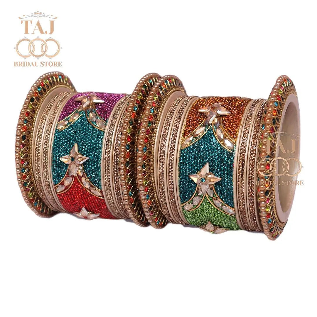 Lac Bangles for Bride with Best Kundan Work (Pack of 14) Taj Bridal Store