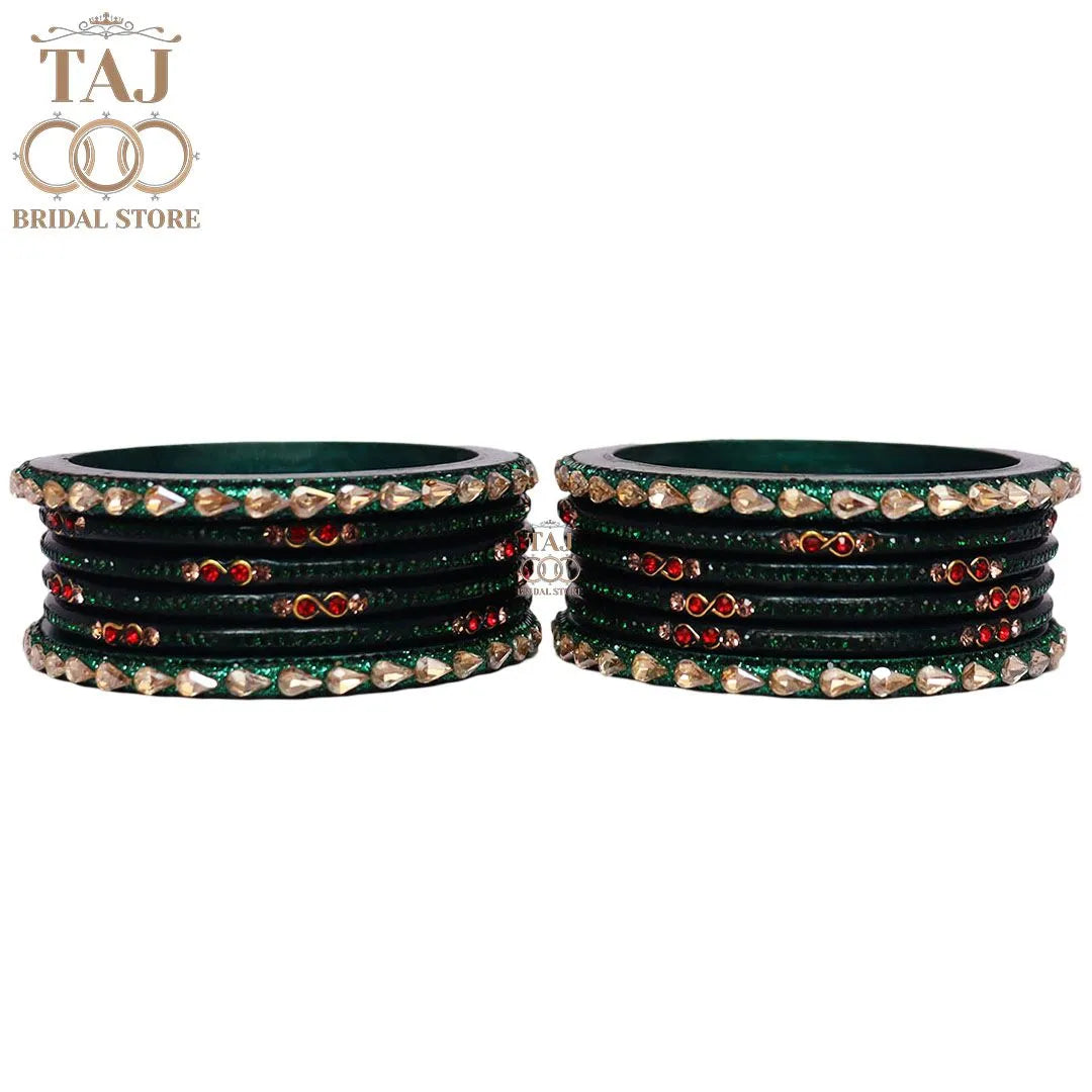 Rajasthani Short Lac Bangles Set With New Kundan Design