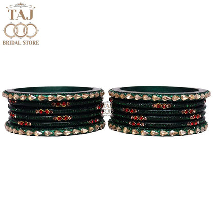 Rajasthani Short Lac Bangles Set With New Kundan Design