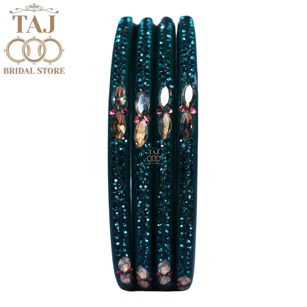 Kundan Lac Bangles with Beautiful Kundan and Rhinestones Design