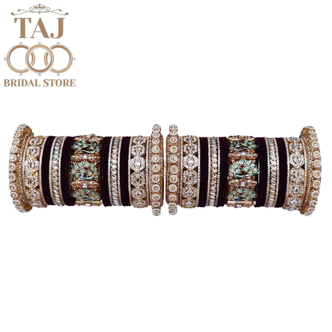 Royal Rajwadi Bridal Bangle Set with Beautiful Peacock Motifs