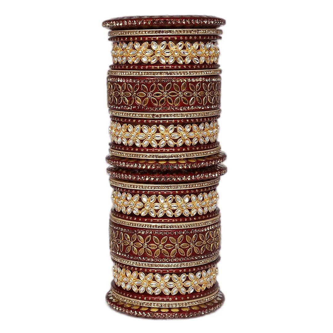 Lac Bangles with Beautiful Kundan Flower Design Taj Bridal Store