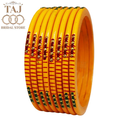 Rajasthani Plain Lac Bangles with Beautiful Handpaint Design