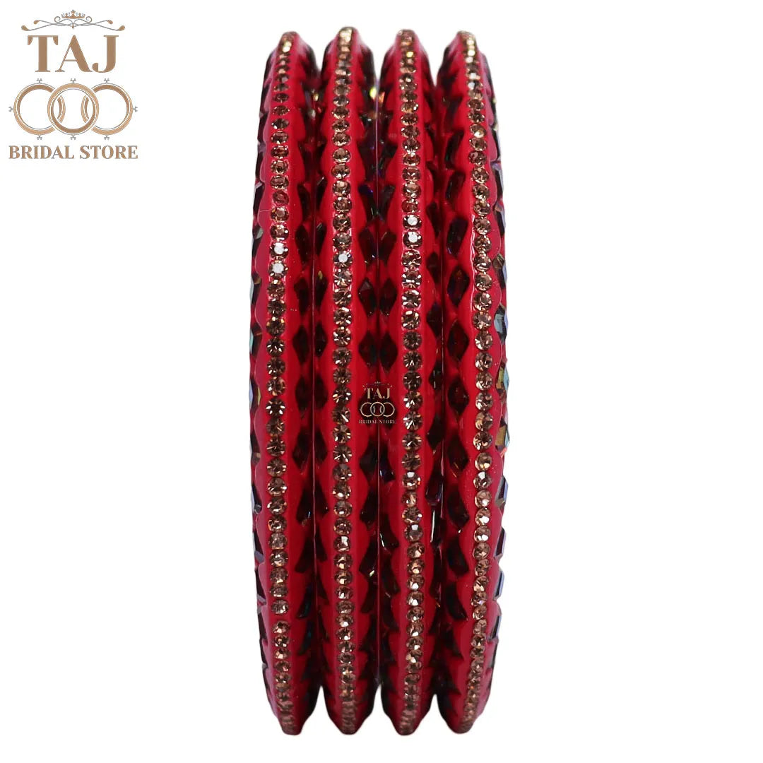 Rajasthani Fancy Lac Kada Bangles in Latest Kundan Rhinestones Design