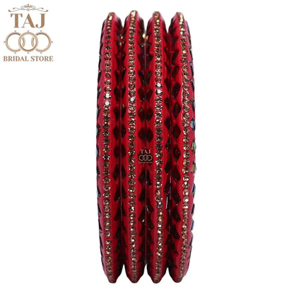 Rajasthani Fancy Lac Kada Bangles in Latest Kundan Rhinestones Design