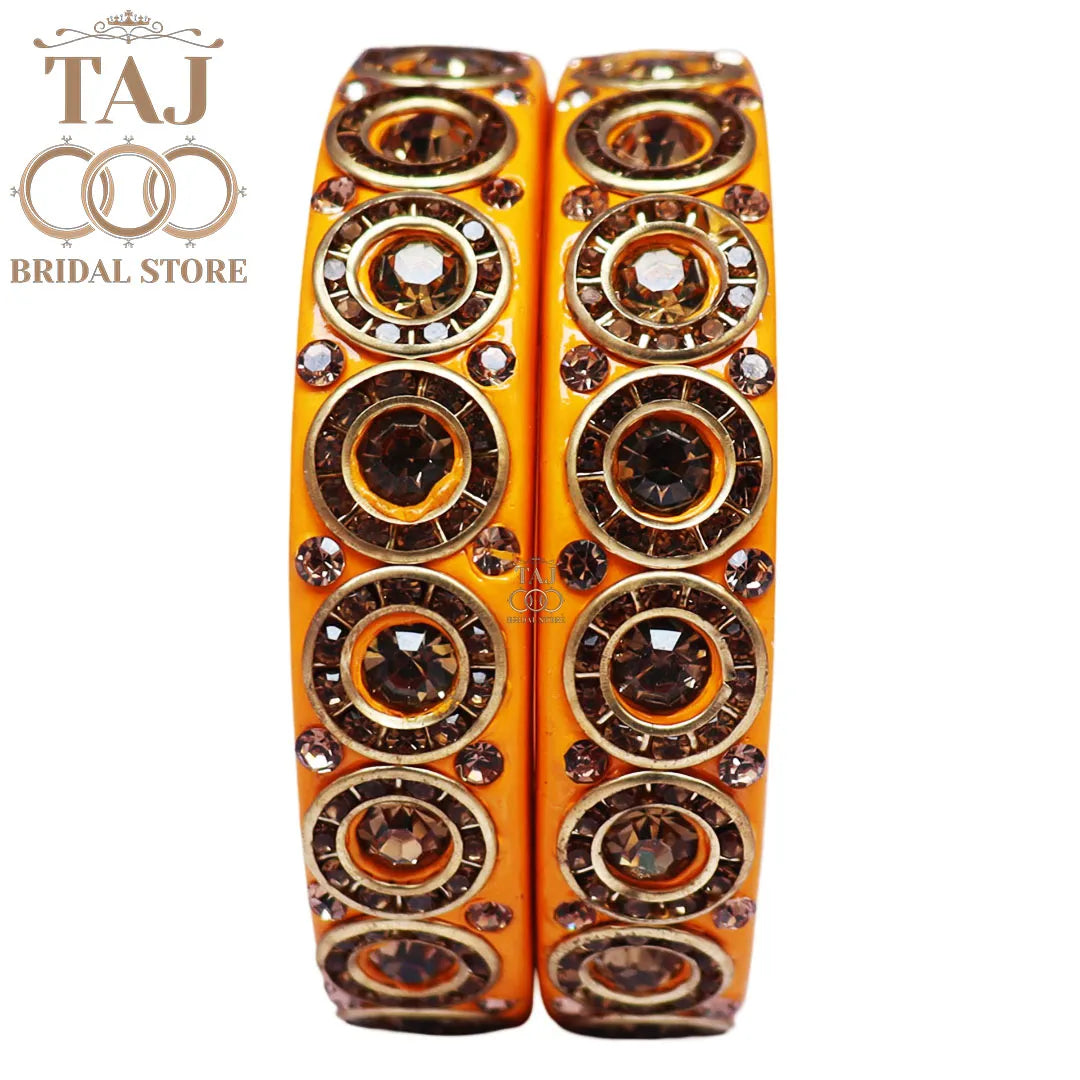 Elegant Lac Kada Bangles with Stunning Stones (Set of 2)