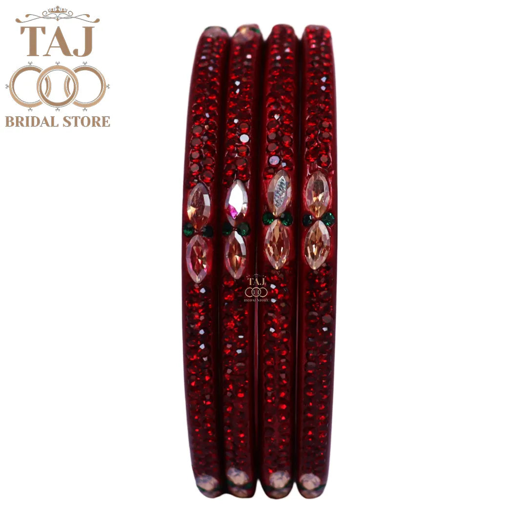 Kundan Lac Bangles with Beautiful Kundan and Rhinestones Design