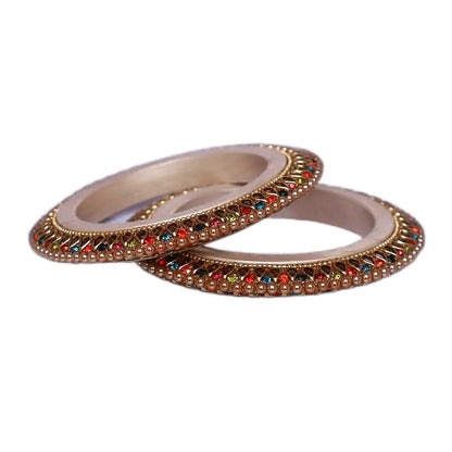 Best Rajwadi Lakh Bangadi with Kundan Design (Pack of 2)