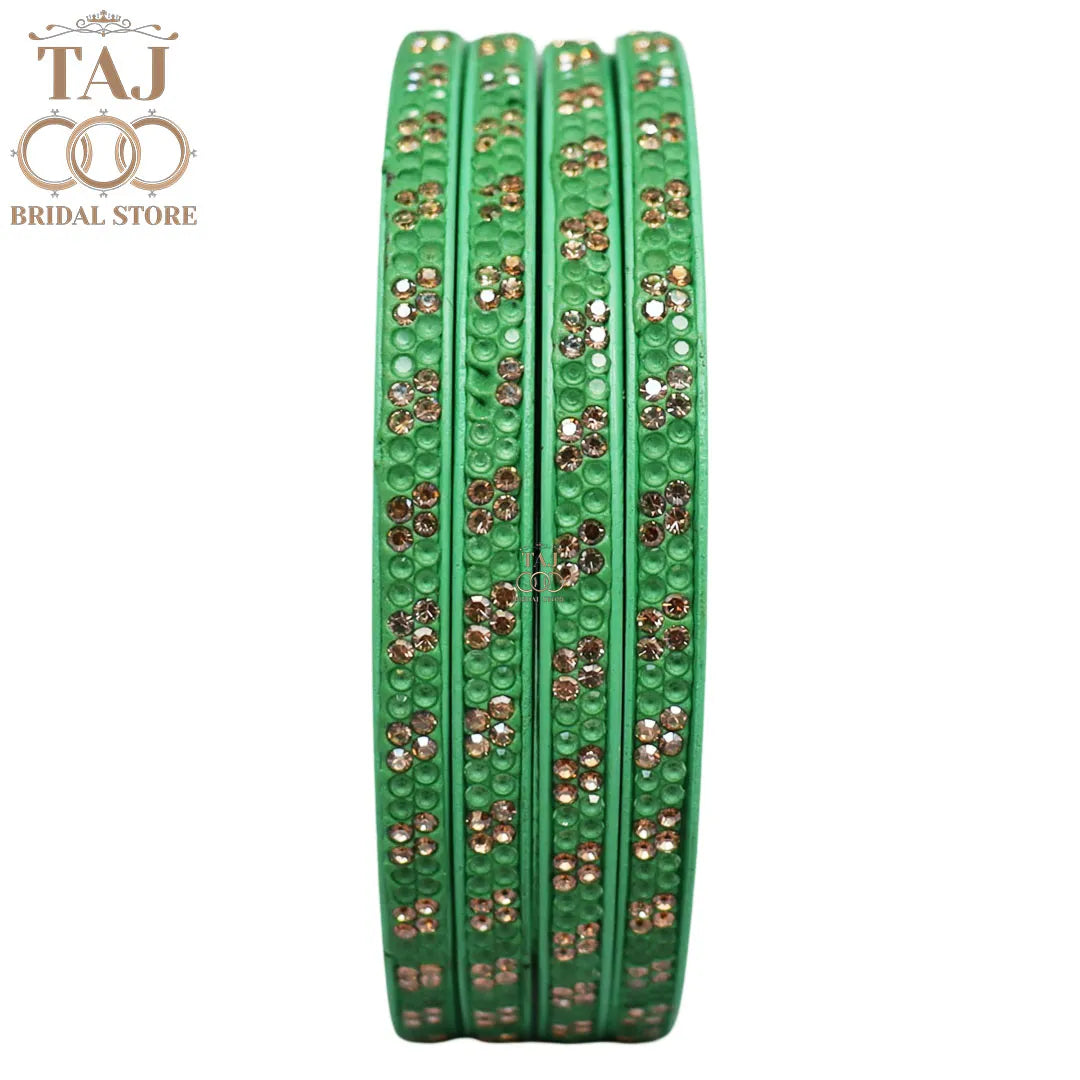 Designer Lac Bangles Set in Latest Traditional Rhinestones Design