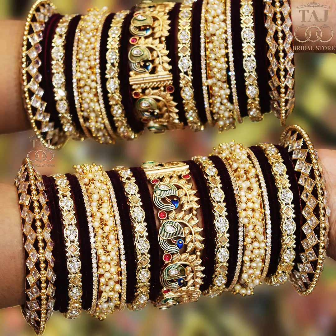 Rajasthani Rajwadi Wedding Bangles Set in Beautiful Peacock Design