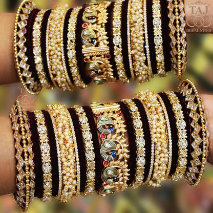 Rajasthani Rajwadi Wedding Bangles Set in Beautiful Peacock Design