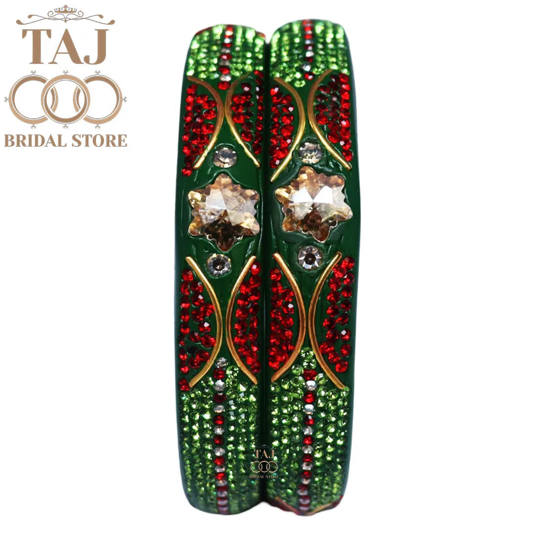 Handmade Rajasthani Kada Featuring Dazzling Rhinestones (Set of 2)