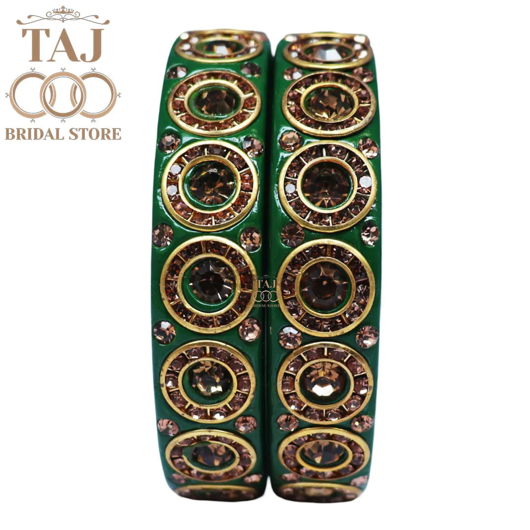 Elegant Lac Kada Bangles with Stunning Stones (Set of 2)