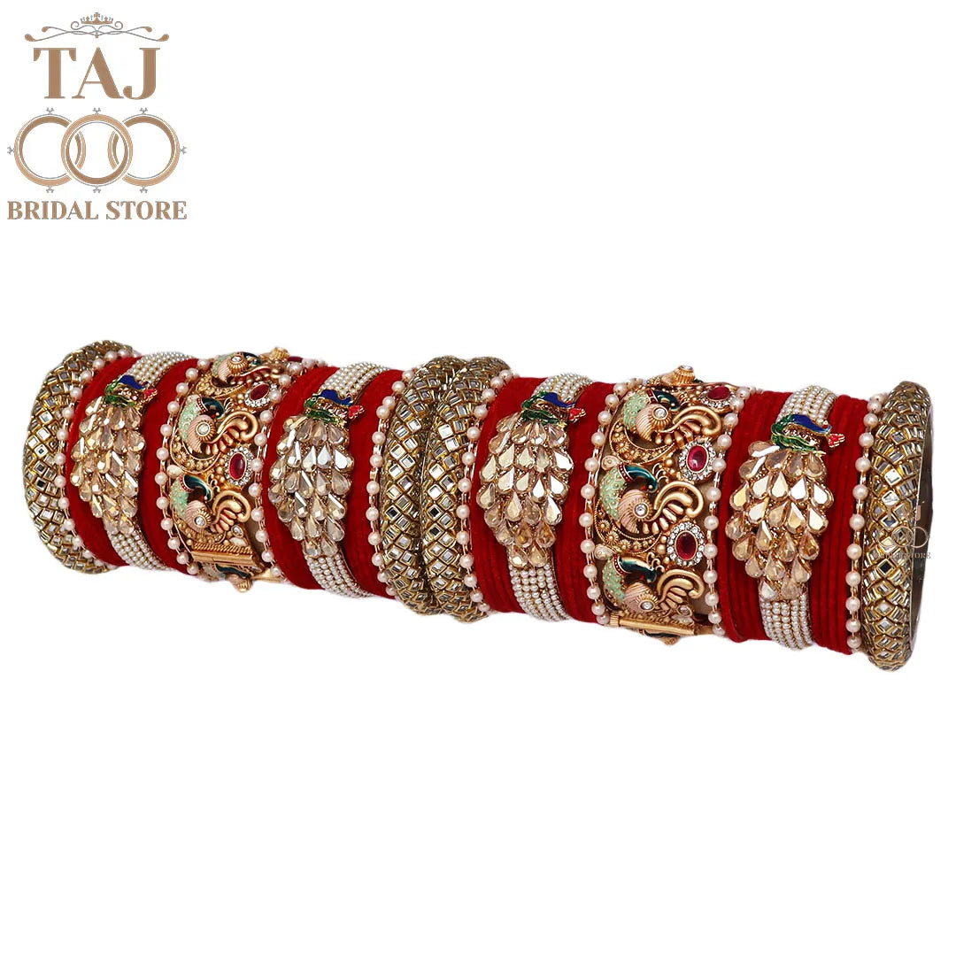 Wedding Bangle Set with Beautiful New Peacock Design Kada Taj Bridal Store