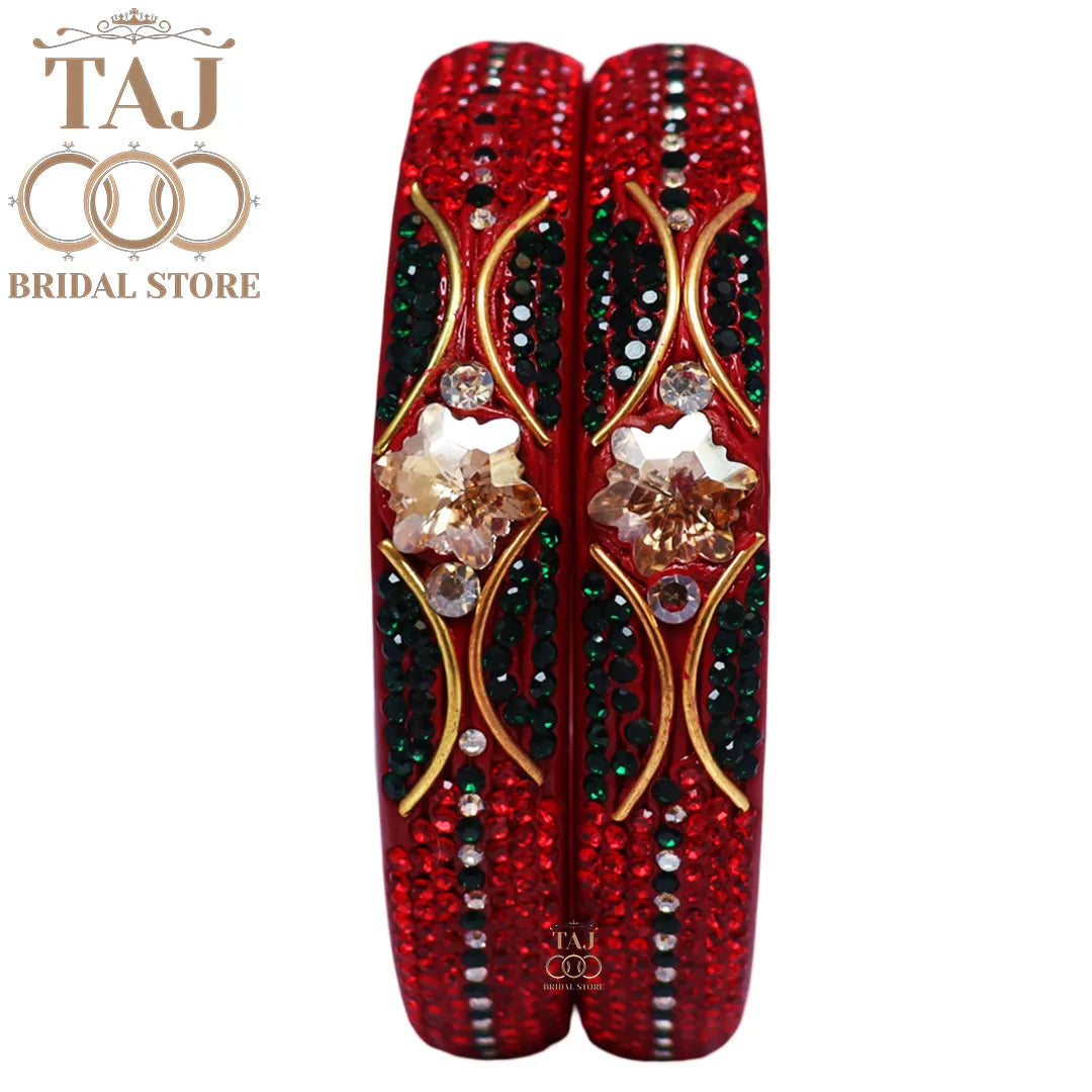 Handmade Rajasthani Kada Featuring Dazzling Rhinestones (Set of 2)