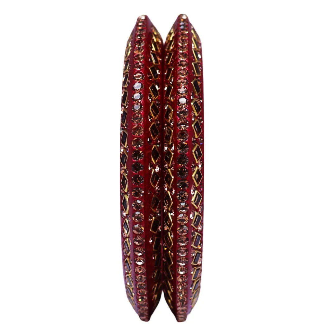 Traditional Kundan Lac Bangadi Bangles (Pack of 2)