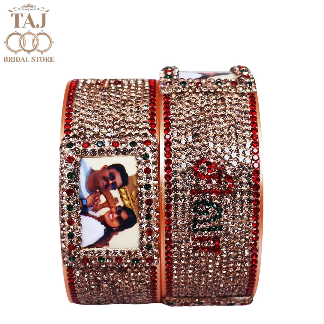 Designer Name and Photo Kada Bangles Set in Latest Rhinestones Design