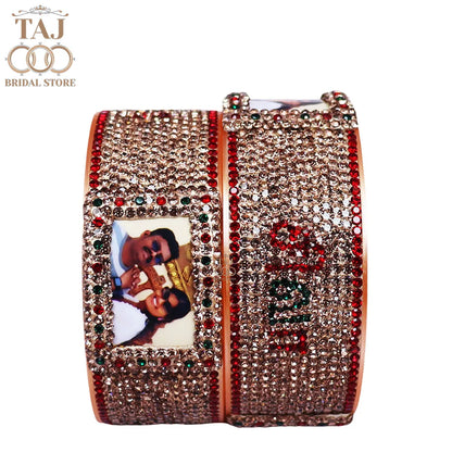 Designer Name and Photo Kada Bangles Set in Latest Rhinestones Design