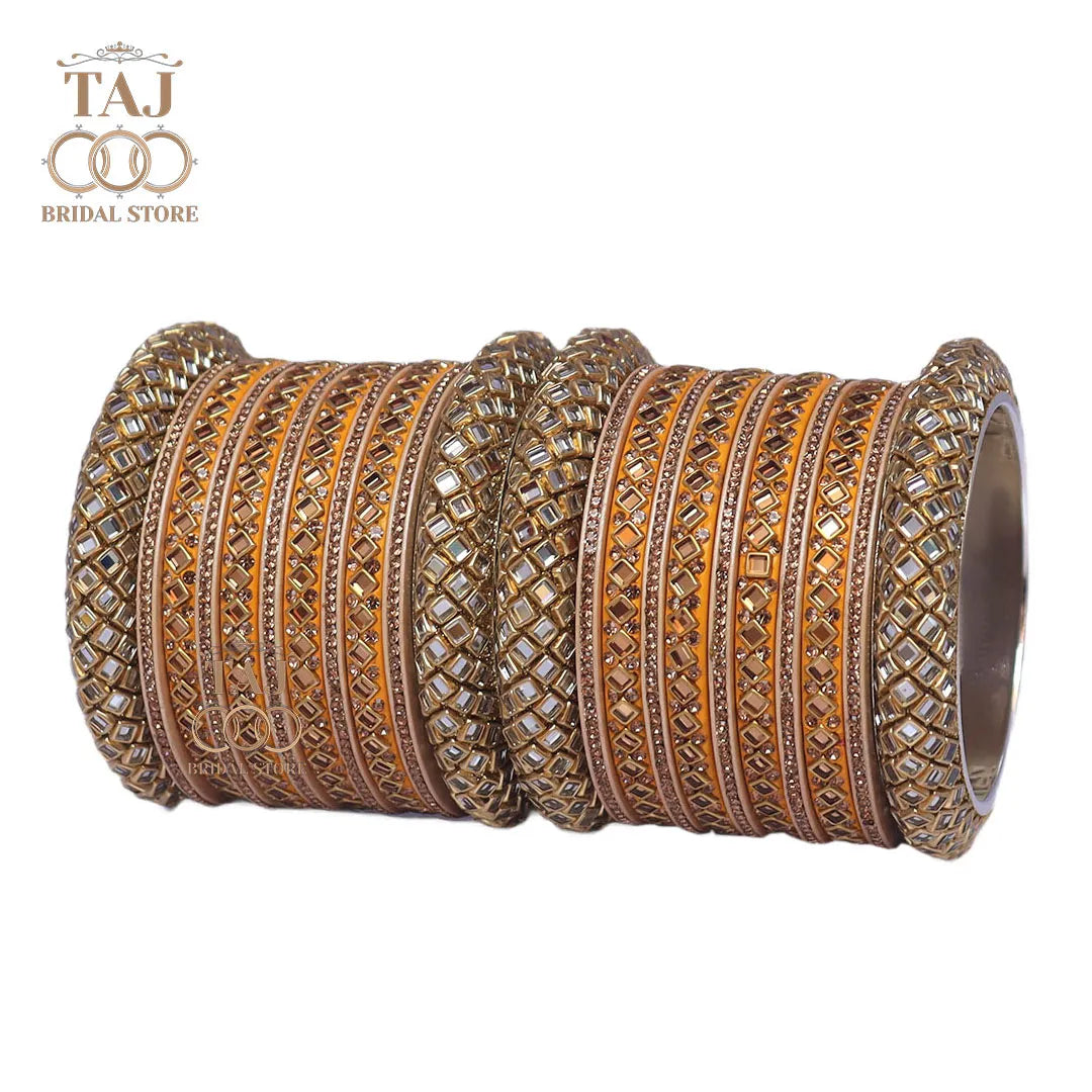 Lac Bangles for Bride with Beautiful Kundan Design Taj Bridal Store