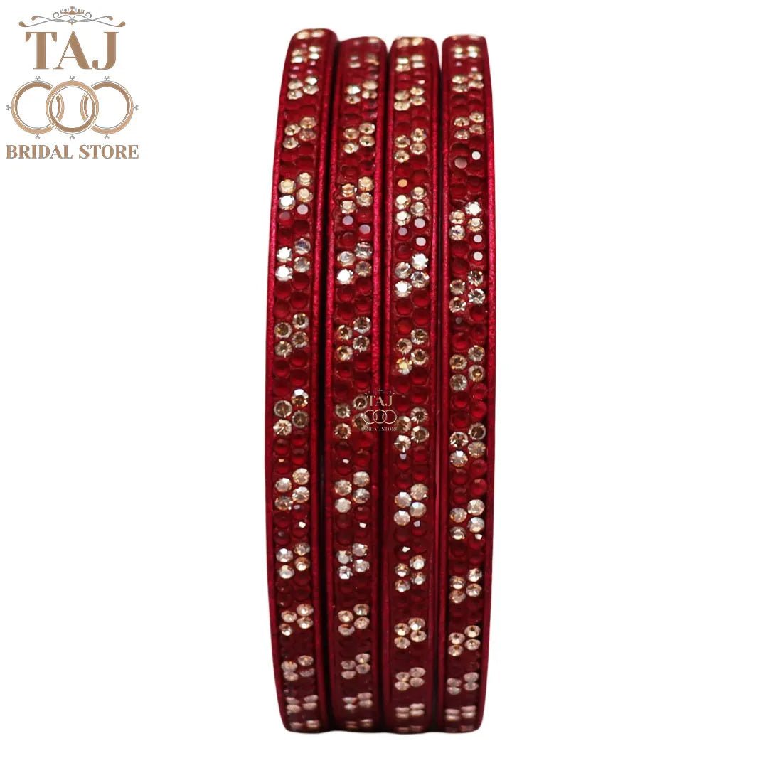 Designer Lac Bangles Set in Latest Traditional Rhinestones Design